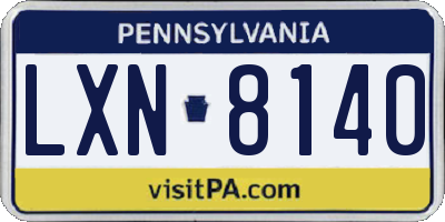 PA license plate LXN8140