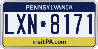 PA license plate LXN8171