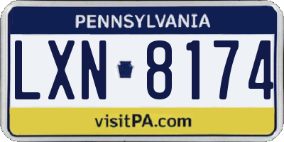PA license plate LXN8174
