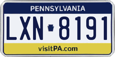 PA license plate LXN8191