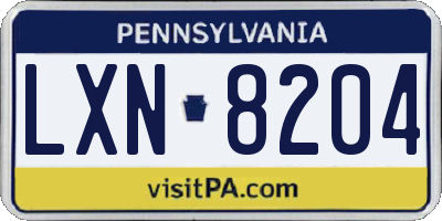 PA license plate LXN8204