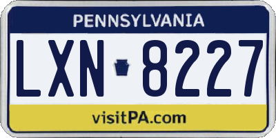 PA license plate LXN8227