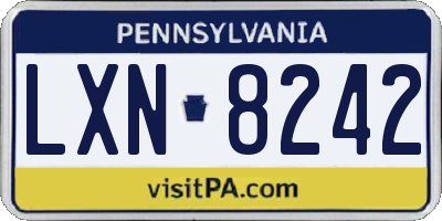 PA license plate LXN8242