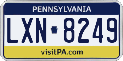 PA license plate LXN8249