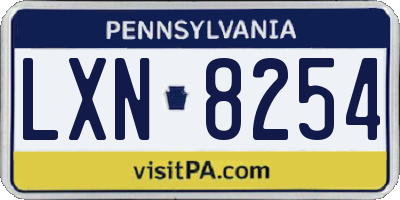 PA license plate LXN8254