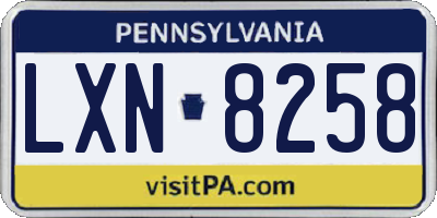 PA license plate LXN8258