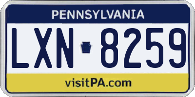 PA license plate LXN8259
