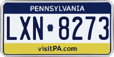 PA license plate LXN8273