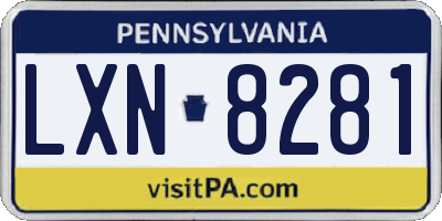 PA license plate LXN8281