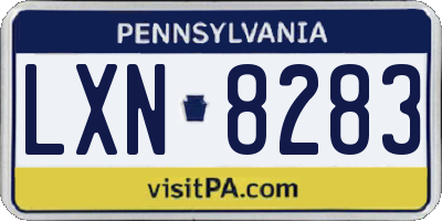 PA license plate LXN8283