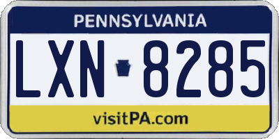 PA license plate LXN8285