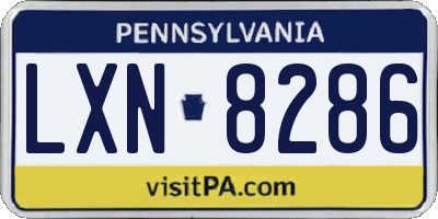 PA license plate LXN8286
