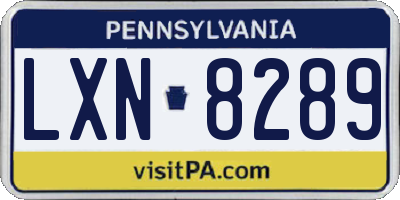 PA license plate LXN8289