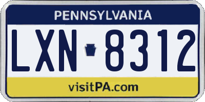 PA license plate LXN8312
