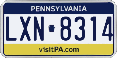 PA license plate LXN8314