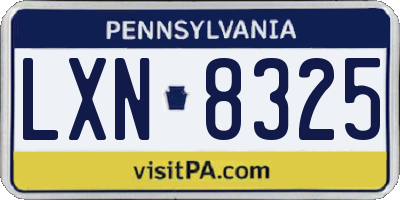 PA license plate LXN8325