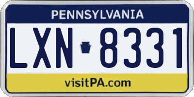 PA license plate LXN8331