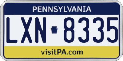 PA license plate LXN8335