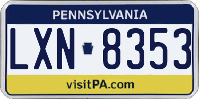 PA license plate LXN8353