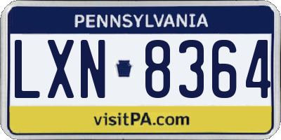 PA license plate LXN8364