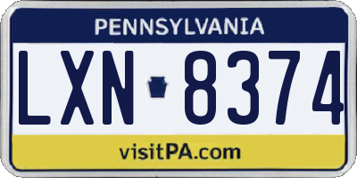 PA license plate LXN8374