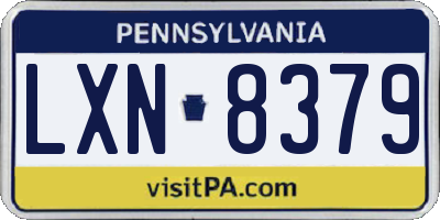 PA license plate LXN8379