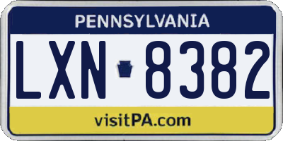 PA license plate LXN8382