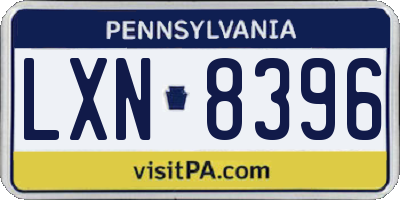 PA license plate LXN8396