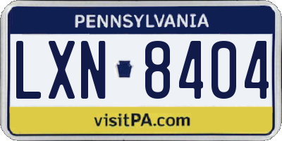 PA license plate LXN8404
