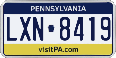 PA license plate LXN8419