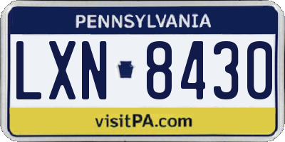 PA license plate LXN8430