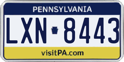 PA license plate LXN8443