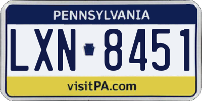PA license plate LXN8451