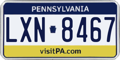 PA license plate LXN8467