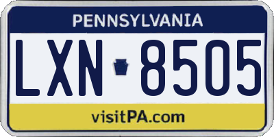 PA license plate LXN8505