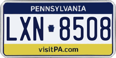 PA license plate LXN8508
