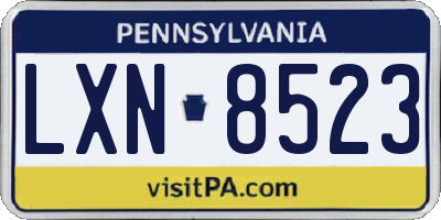 PA license plate LXN8523