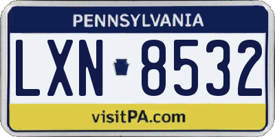 PA license plate LXN8532