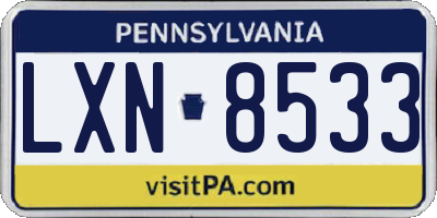 PA license plate LXN8533