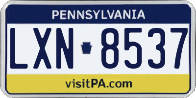 PA license plate LXN8537