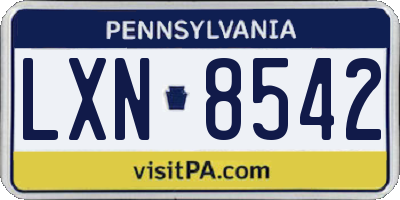 PA license plate LXN8542