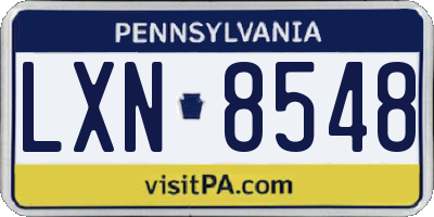 PA license plate LXN8548