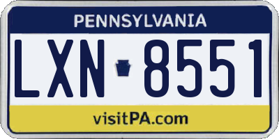 PA license plate LXN8551