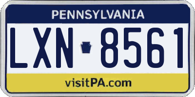 PA license plate LXN8561