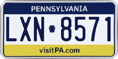 PA license plate LXN8571