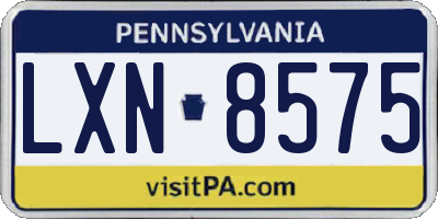 PA license plate LXN8575