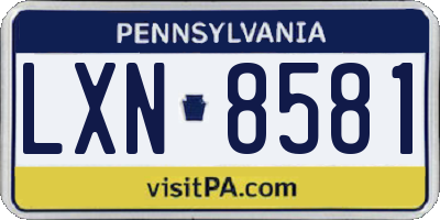 PA license plate LXN8581