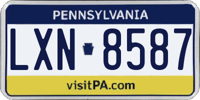 PA license plate LXN8587
