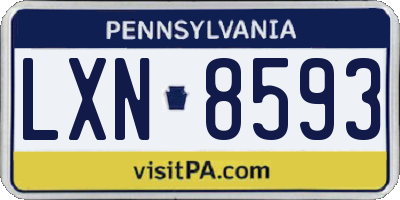 PA license plate LXN8593