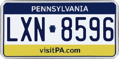 PA license plate LXN8596